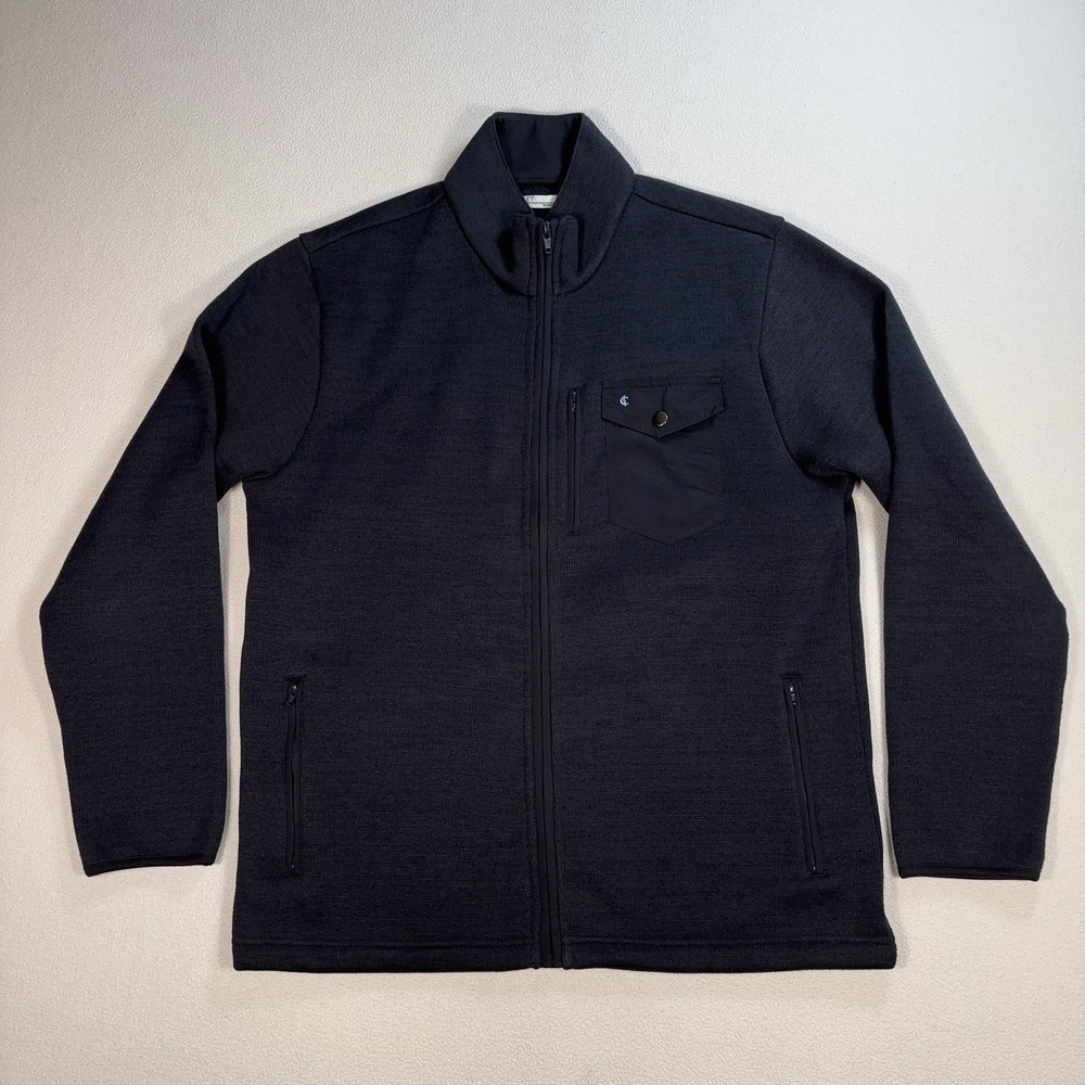 Criquet Full Zip Fleece‎ Jacket Men's L Black/Dark Gray Snap Pocket Golf